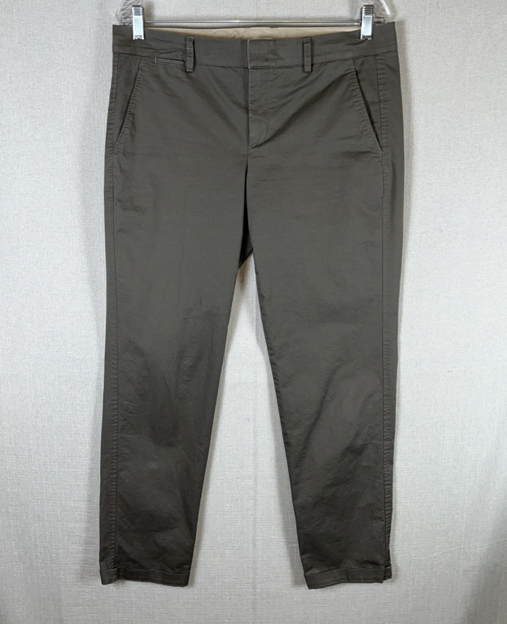 Vince Womens Dress Pants Size 10 Tapered Trouser Taupe Brown Cotton Blend EUC